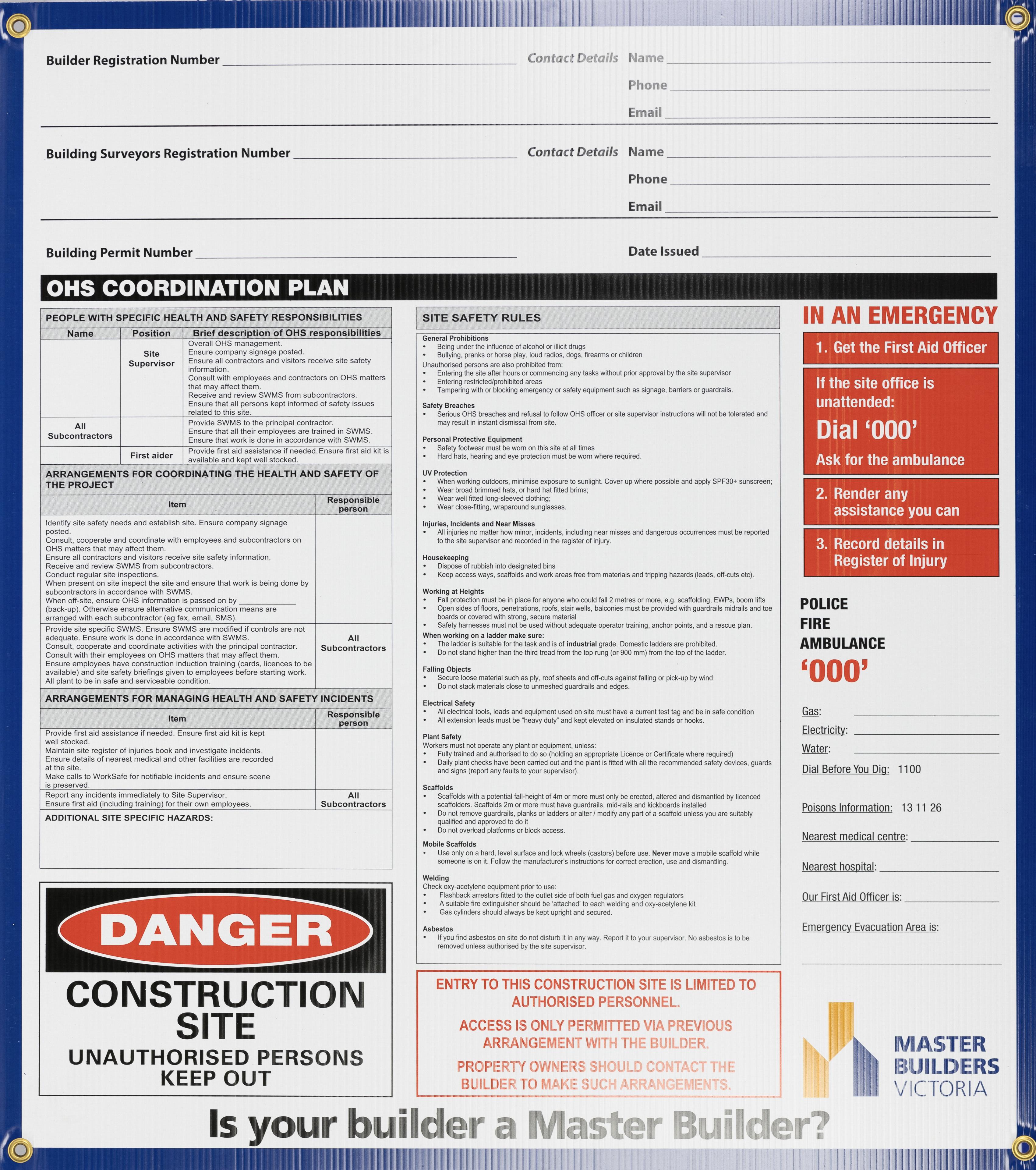 MEMBER 800 x 900 mm OHS Member Site Safety Sign