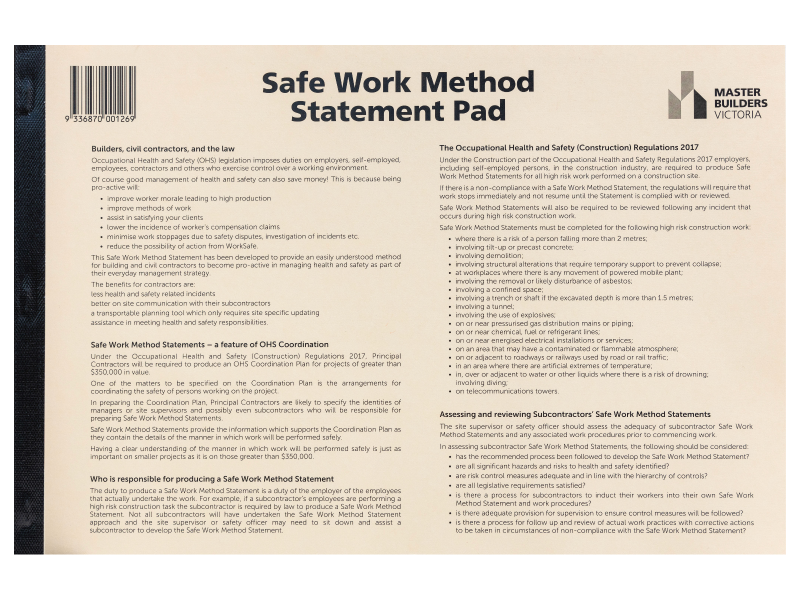 Safe Work Method Statement Pad