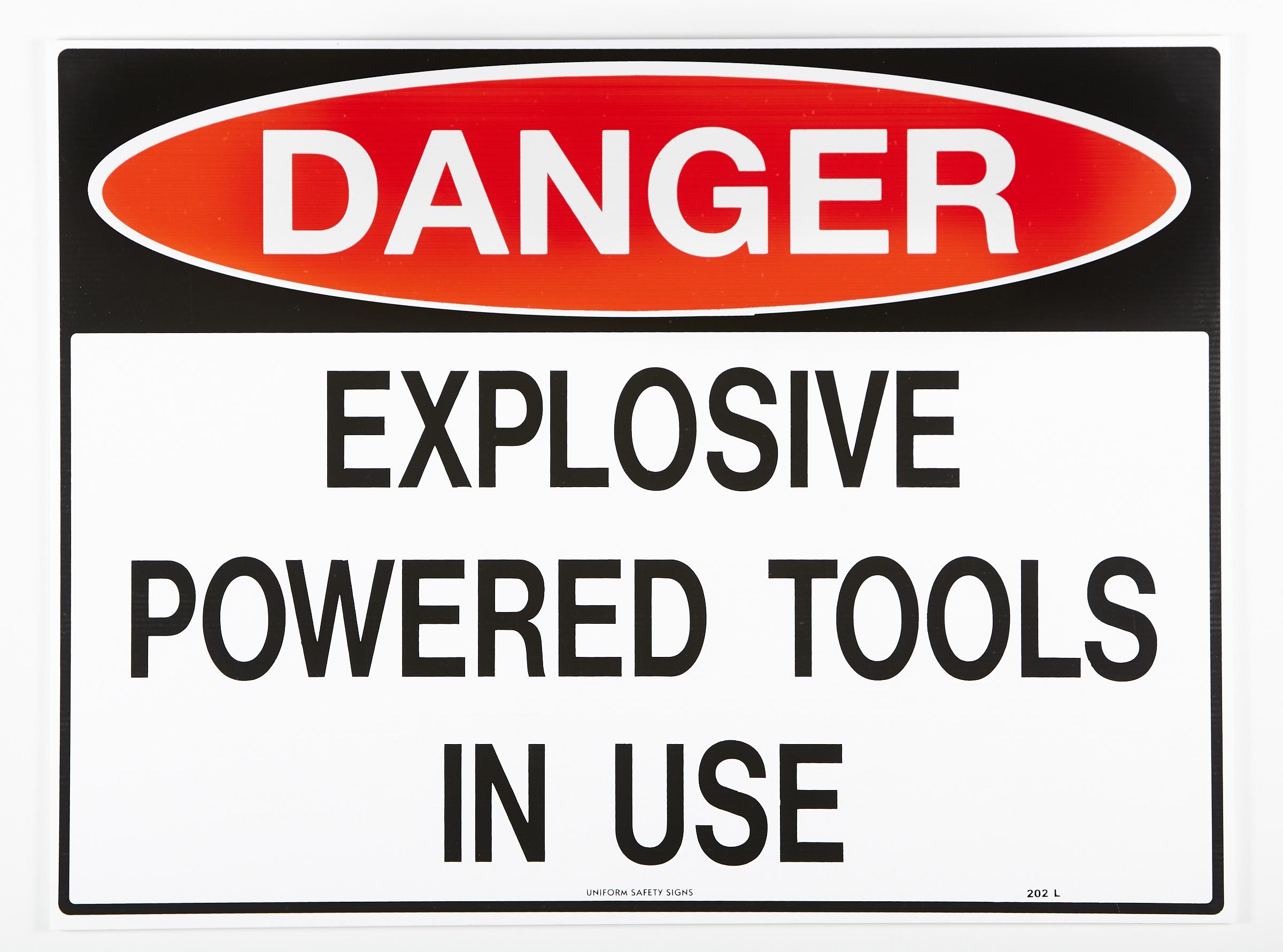 Danger Explosive Power Tools In Use